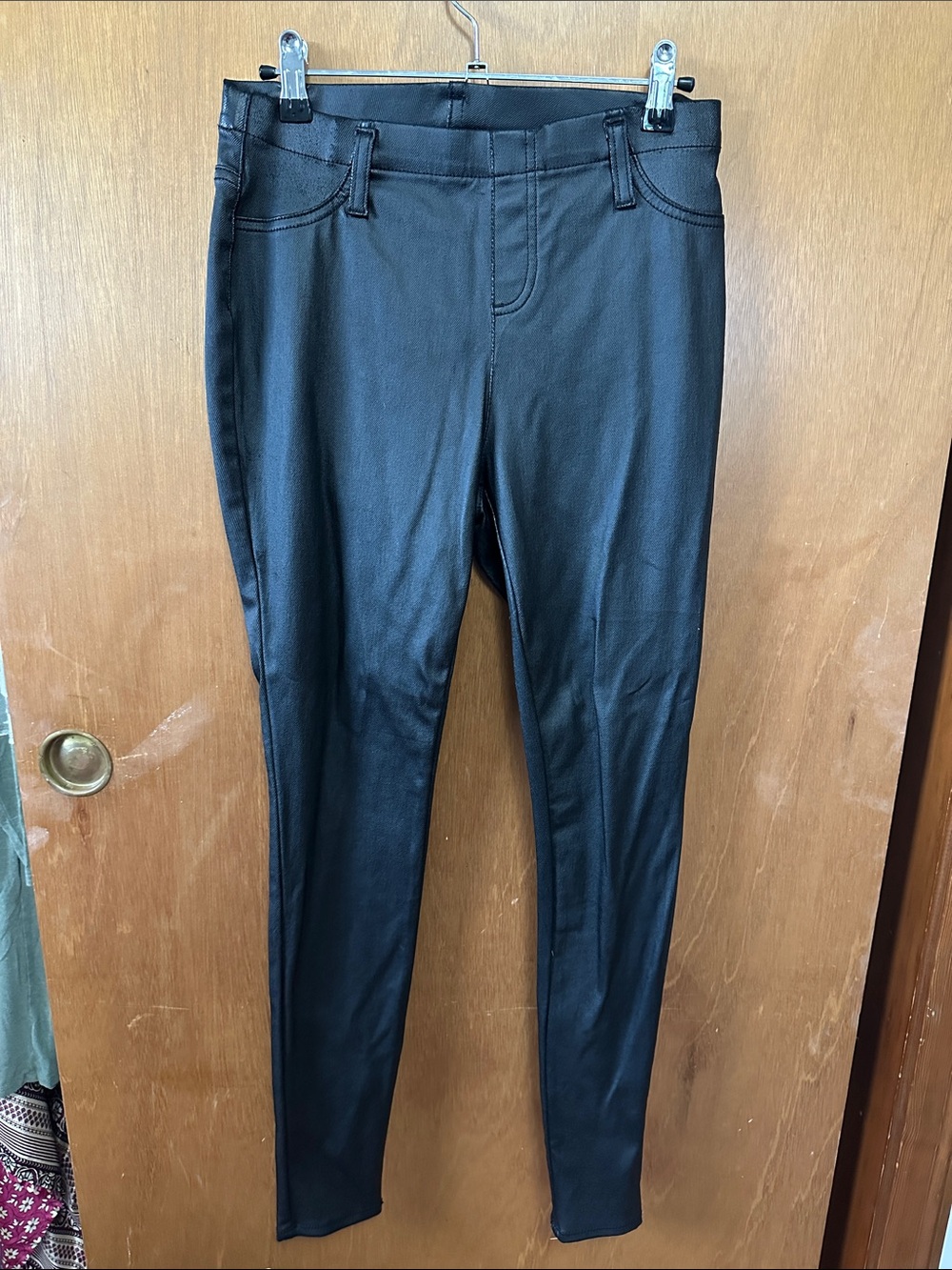 Faded Glory Black Faux Leather-Look Leggings